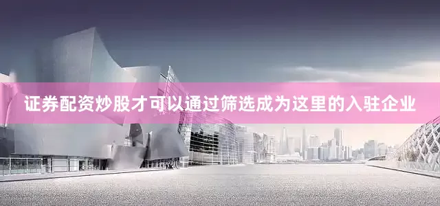 证券配资炒股才可以通过筛选成为这里的入驻企业